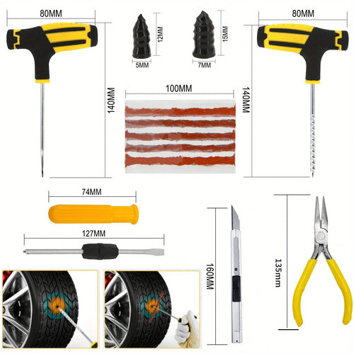 42-Piece Tire Puncture Repair Kit – Plugs, Tools & Glue – image 2