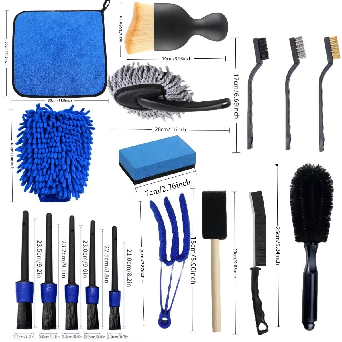 16/20pcs Car Cleaning Tool Set Air Conditioning Vents Seat Gaps Various Detail Brushes Uses For Home Car Washing Motorcycle
