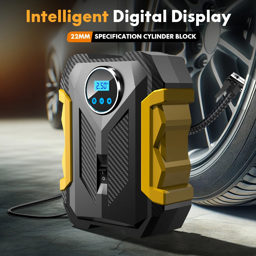 CARSUN 150 PSI Digital Tire Inflator – 12V with LED Light & 3 m Cord