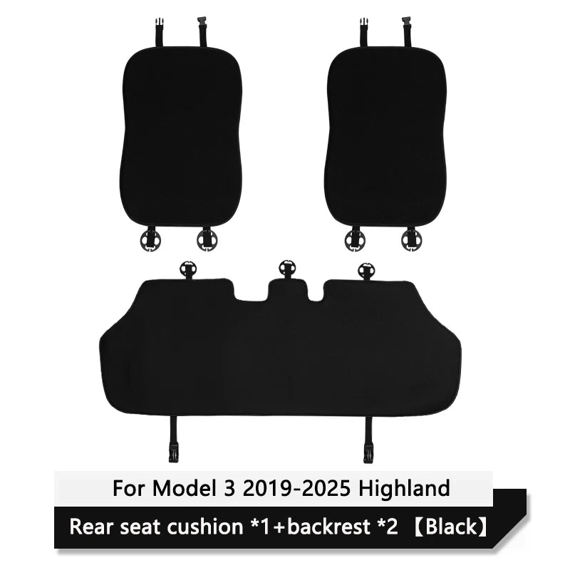 Car Ice Silk Seat Cushion Cover For Tesla Model 3 / Y Juniper 2019-2026 Breathable Comfortable Seat Pad Car Interior Accessories