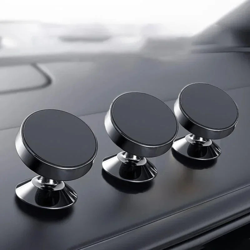 Metal Magnetic Car Phone Holder – 360° Rotation, Gold, Black or Silver