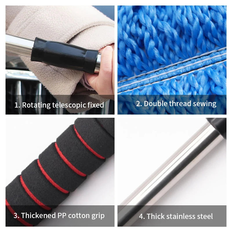 SEAMETAL Microfiber Car Wash Mop & Duster Kit – Extendable Handle – image 4