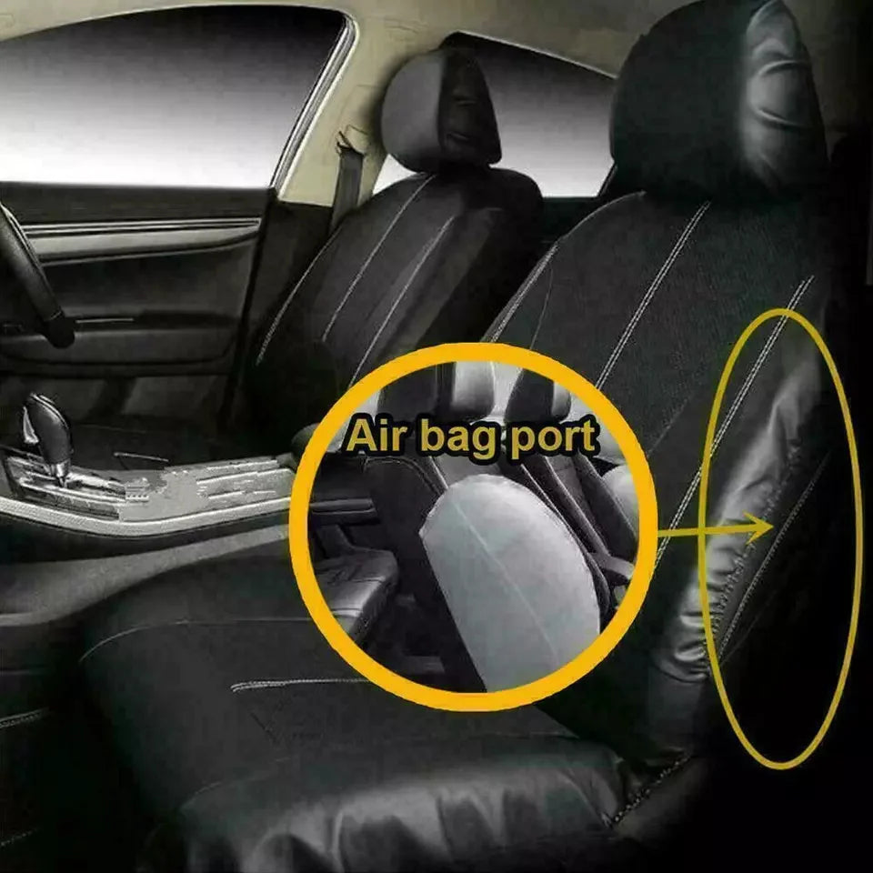 9-Piece PU Leather Car Seat Cover Set – Black, Universal Fit – image 2