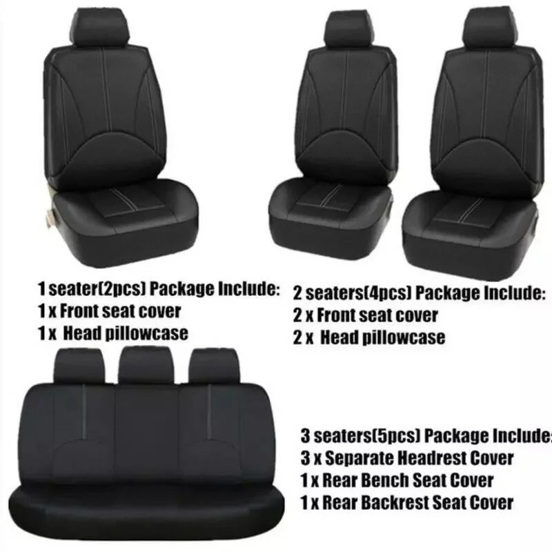 9-Piece PU Leather Car Seat Cover Set – Black, Universal Fit – image 5