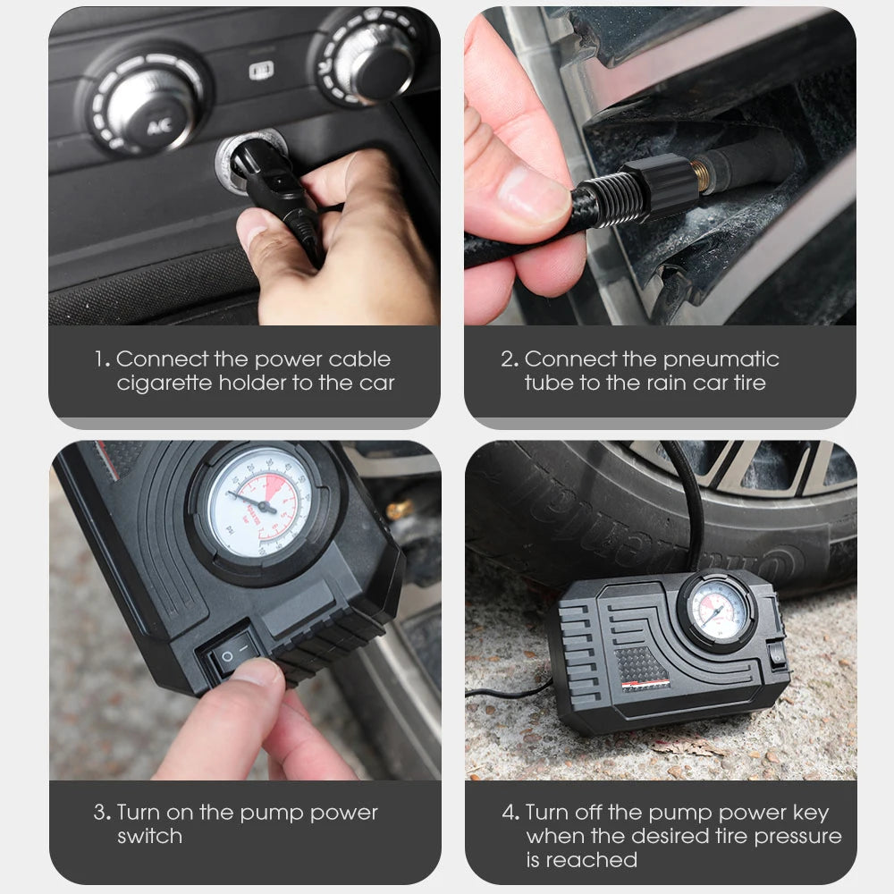 Mini Inflation Pump Portable Car Tire Inflation Tool Wired Mechanical Air Compressor Motorcycle Inflation Pump Bicycle Air Pump