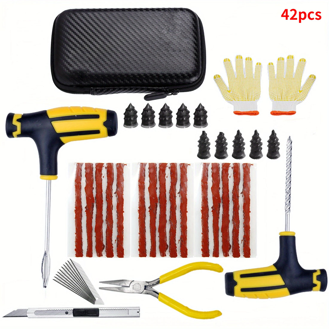 42-Piece Tire Puncture Repair Kit – Plugs, Tools & Glue – image 7