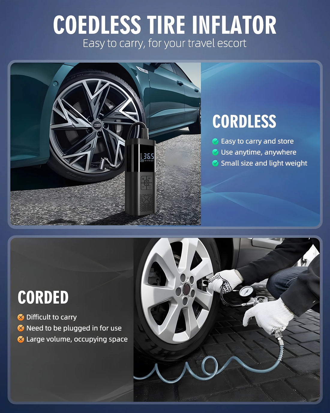Cordless 150 PSI Tire Inflator – Rechargeable, Digital Gauge & Auto Shut-Off – image 4