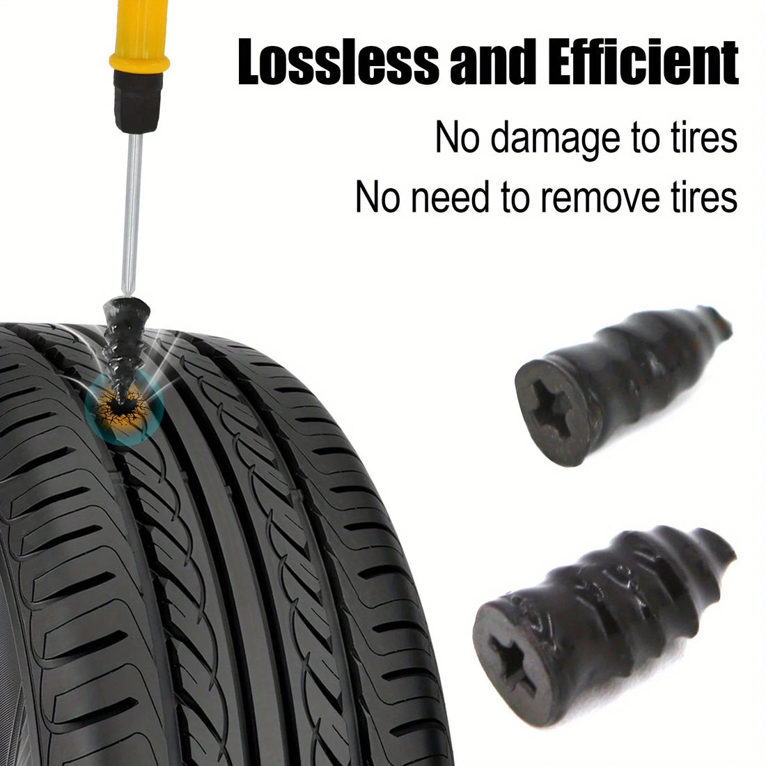 42-Piece Tire Puncture Repair Kit – Plugs, Tools & Glue – image 3