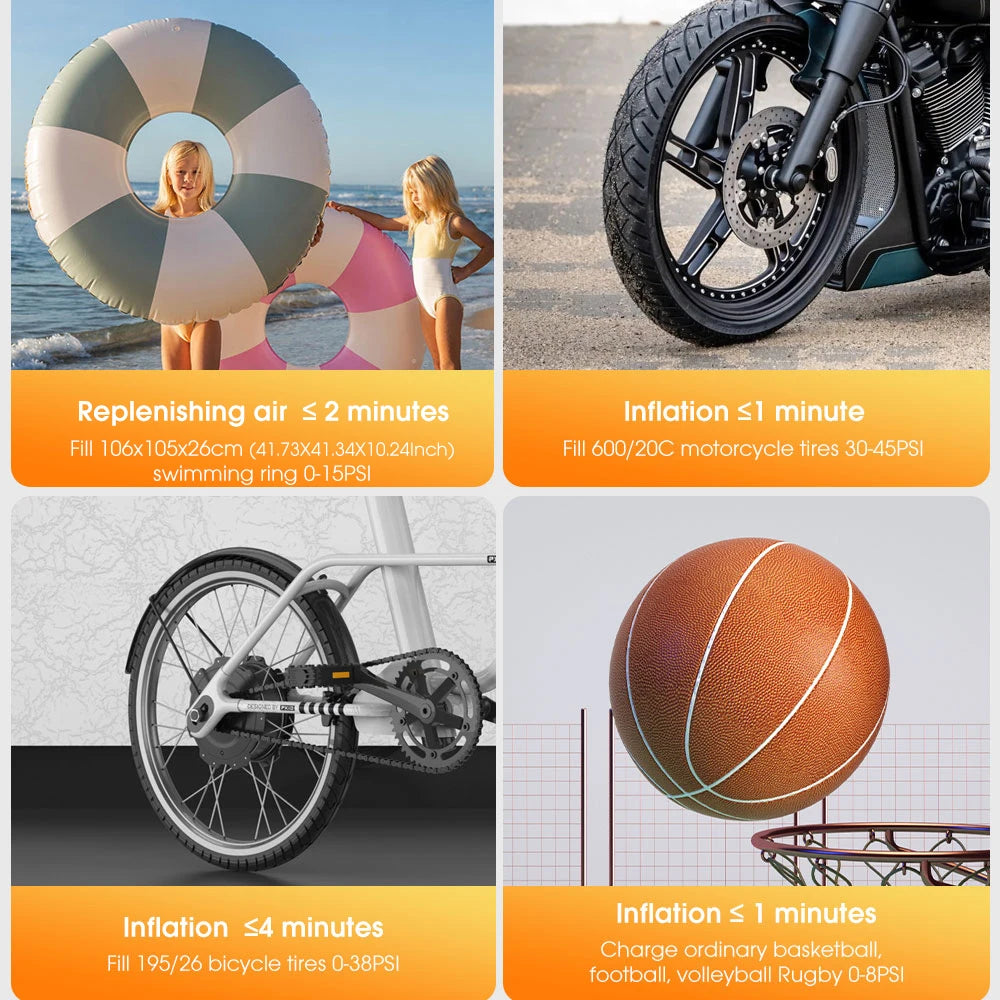 Mini Inflation Pump Portable Car Tire Inflation Tool Wired Mechanical Air Compressor Motorcycle Inflation Pump Bicycle Air Pump