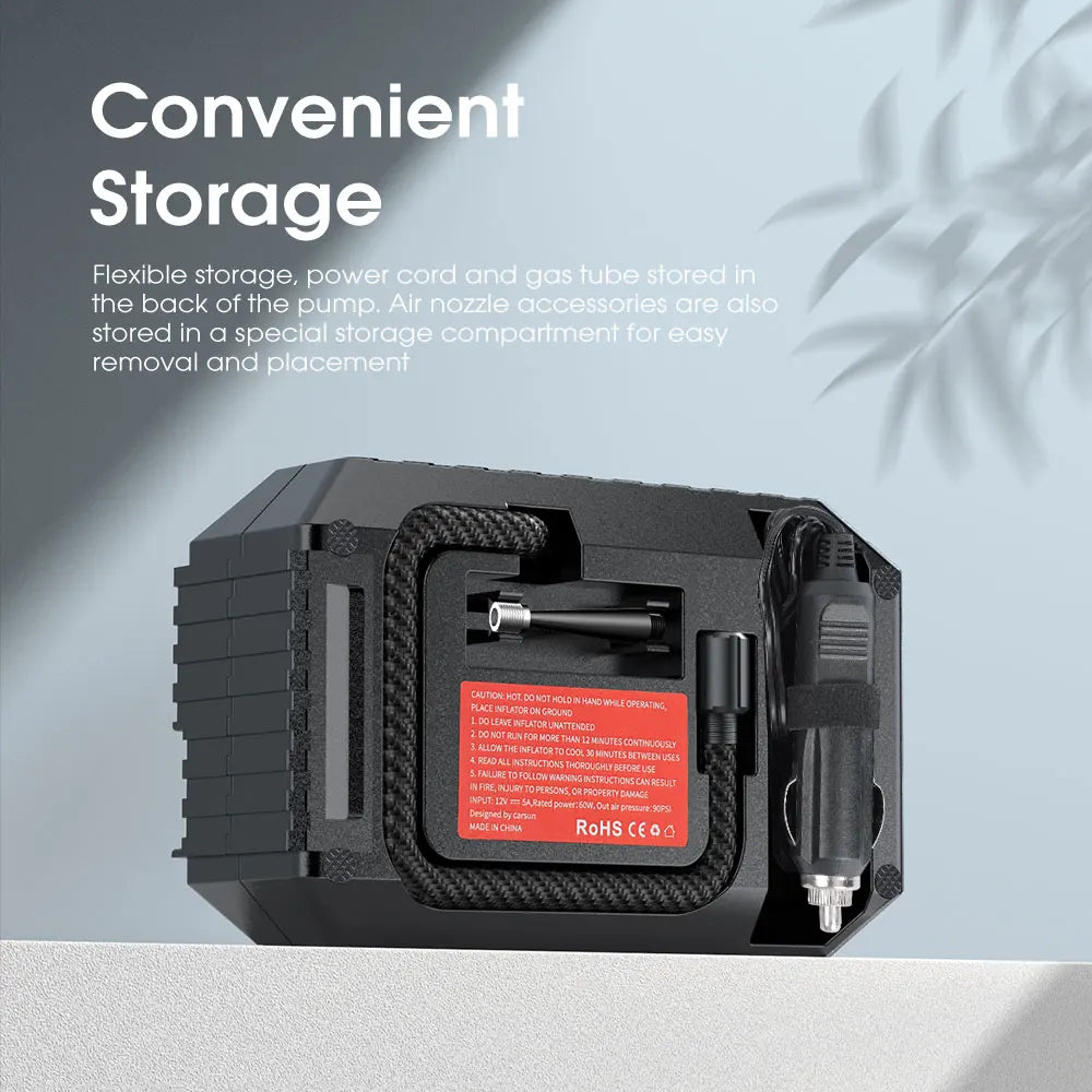 CARSUN Mini 12V Air Compressor – Portable Tire Inflator – image 4
