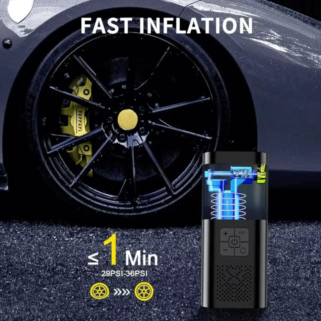 Cordless 150 PSI Tire Inflator – Rechargeable, Digital Gauge & Auto Shut-Off – image 2