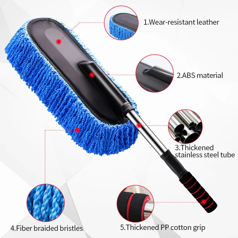 SEAMETAL Microfiber Car Wash Mop & Duster Kit – Extendable Handle – image 3